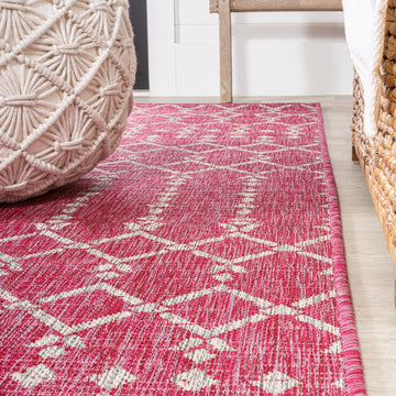 Ourika Moroccan Geometric Textured Weave Indoor/outdoor Square Rug